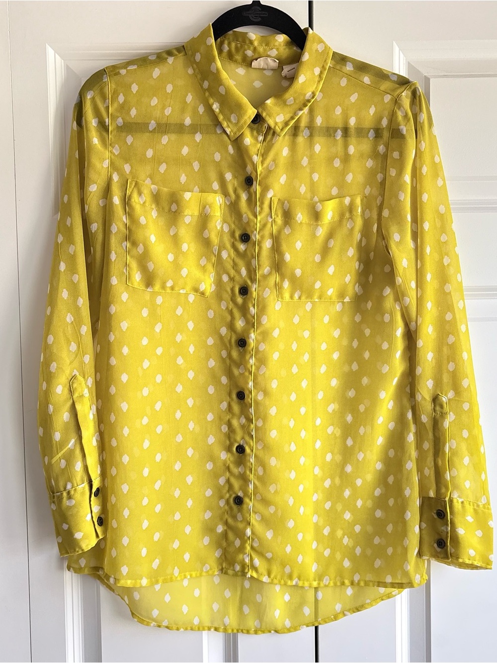 Citron Yellow Printed Button-Up Shirt - Women's Size S